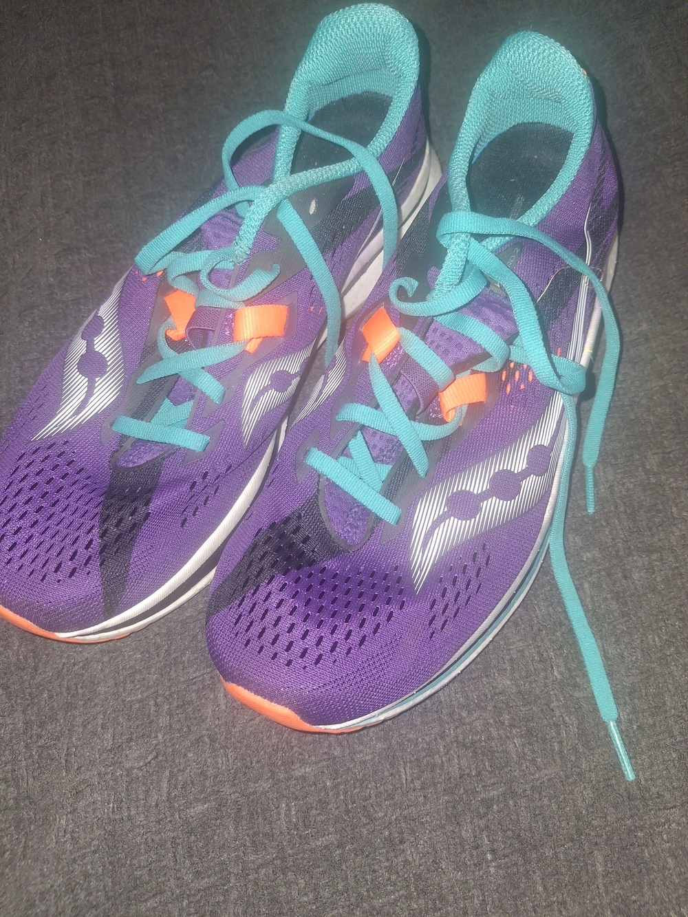 Saucony Women's Purple Running Sneakers with Teal Laces and Orange Accents